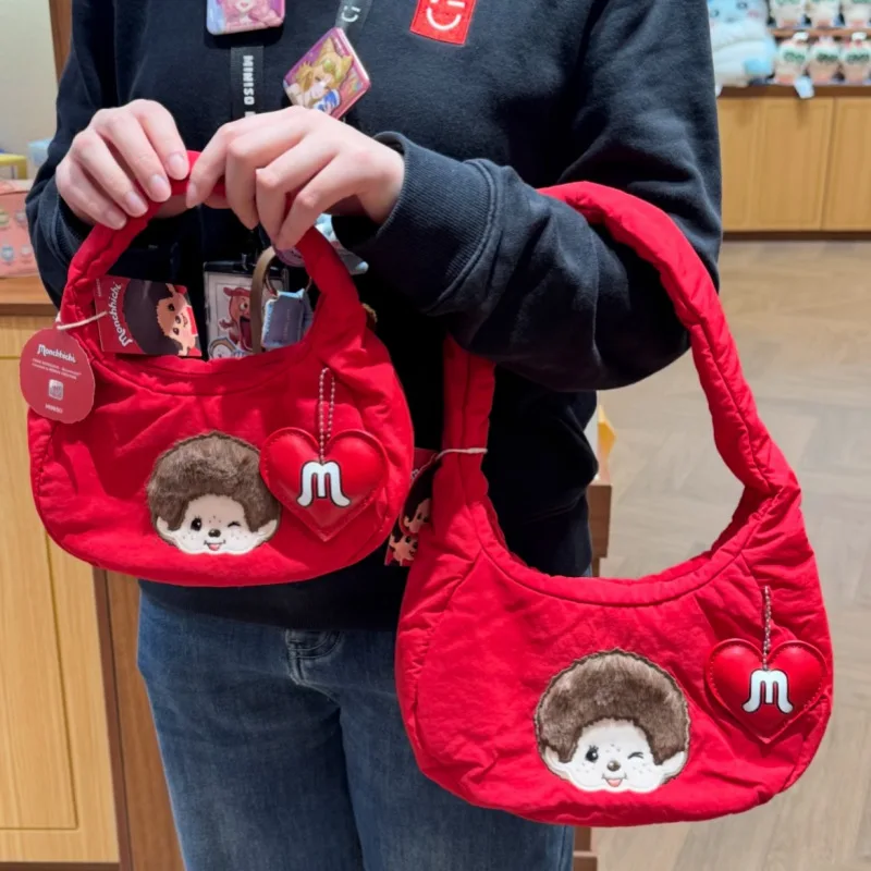Фото Горячая новинка: Милая сумка-клатч серии Monchhichi с мультяшными персонажами, креативная портативная сумка для хранения мелочей, женская сумка через плечо, подарок №2
