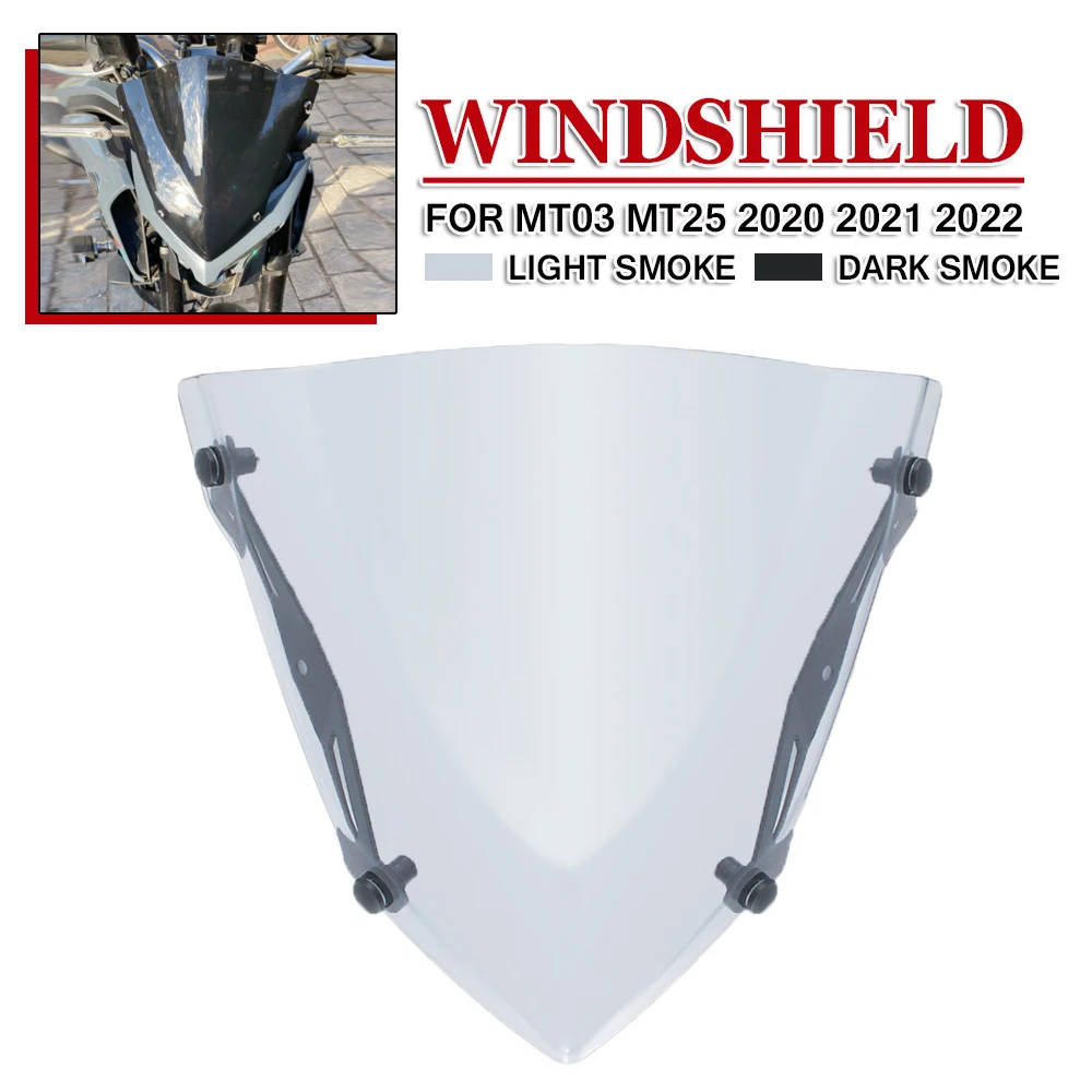 

Ветровое стекло с кронштейном для Yamaha MT03 MT25 2020 2021 _ ветровое стекло для мотоцикла Защитные дефлекторы