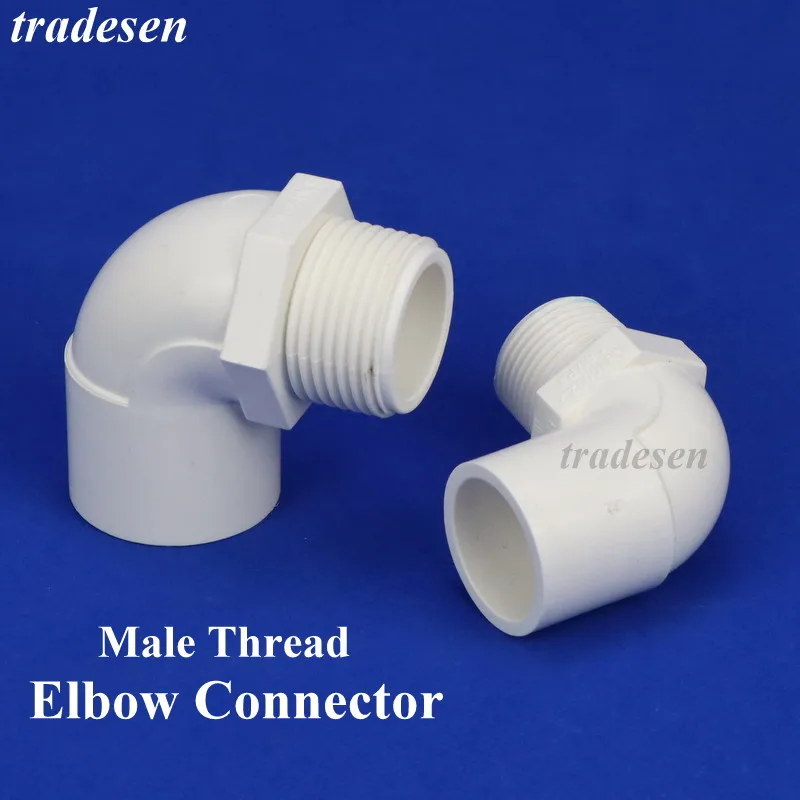 

1pcs 20 25 32mm To 1/2" 3/4" 1" Male Thread Elbow Joint Garden Irrigation White PVC Connector 90 Degrees Equal Reducer Coupling