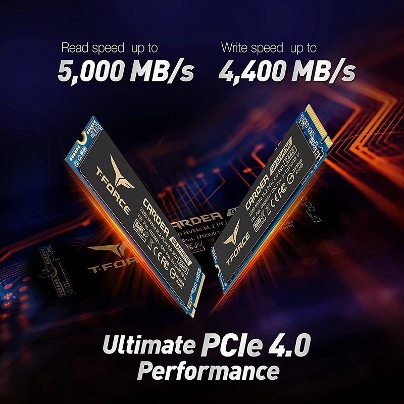 Игровой SSD-накопитель TEAMGROUP T-Force CARDEA Zero Z440 1 ТБ DRAM SLC Cache 3D TLC NAND NVMe PCIe Gen4 M.2 2280 для