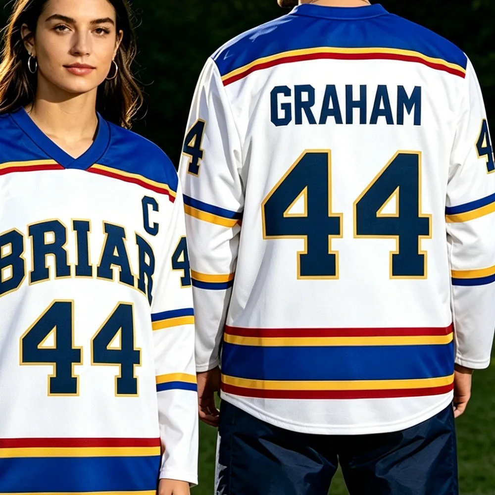 Фото Футболка с графическим дизайном Off Campus Briar University Hockey Jersey Graham 44 22 DI LAURENTIS 66 Tucker46, мужская и женская одежда №1