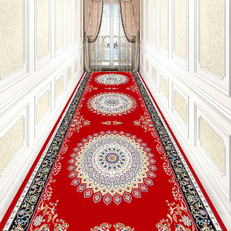 

European Pastoral Flower Stair Carpet Long Corridor Hotel Rug Home Entrance/Hallway Aisle Carpets Outdoor Wedding Floor Mat Door