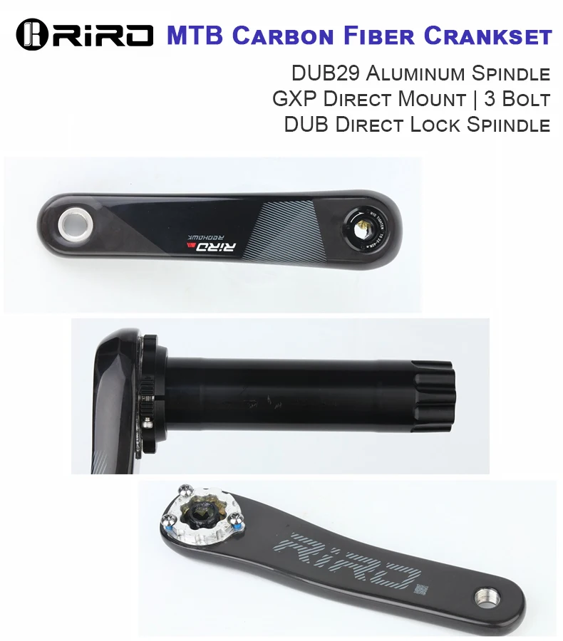 Фото Карбоновый шатун RIRO Red Hawk MTB |   170 мм |   DUB29 |   3 болта для прямого крепления 32~38T |   Крэнк 425G |   Корона 70G |   BB 85G |   10~12S №5