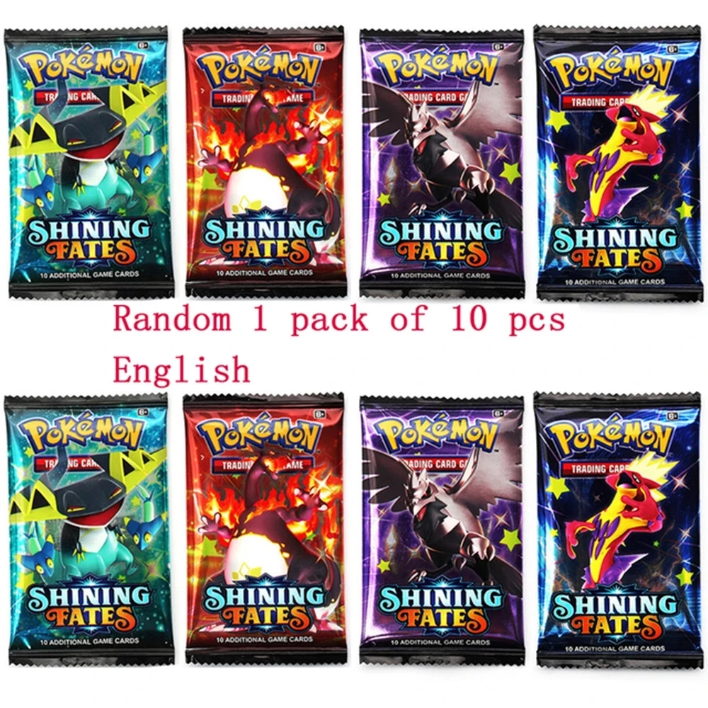 

10 pack Pokemon card game collection battle card set exchange card English French version V Max trainer children's toy