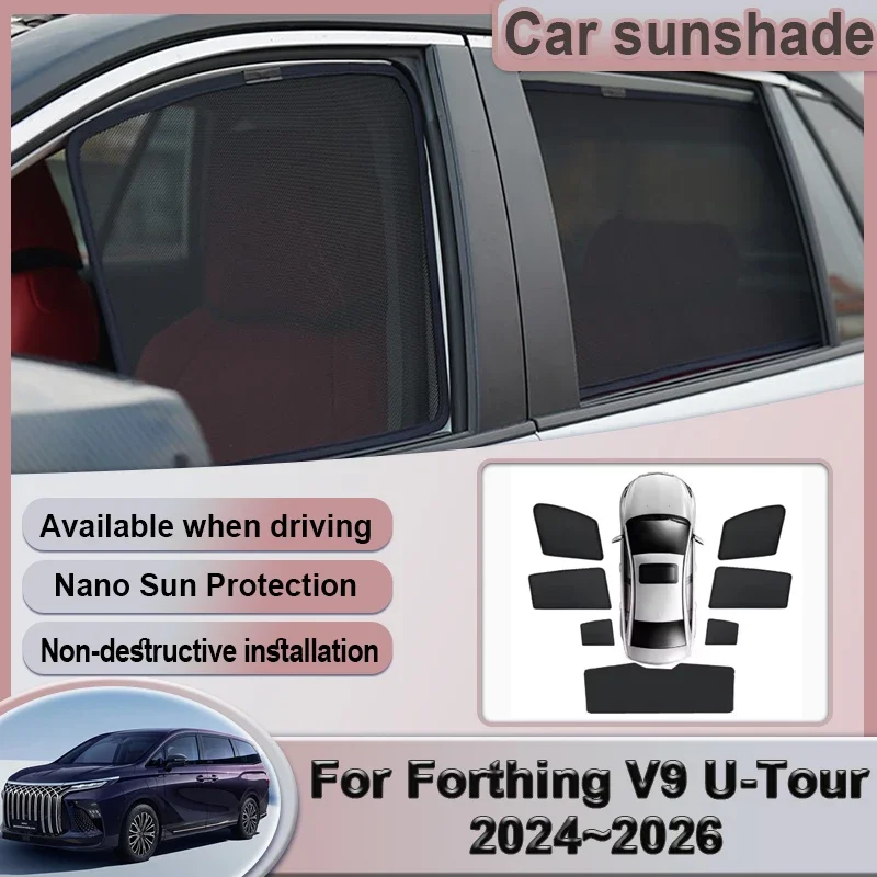 Фото Солнцезащитные шторки-сетки на окна Forthing V9 U-Tour 2024-2026 Xinghai V9, магнитные, для защиты от солнца и обеспечения приватности №1