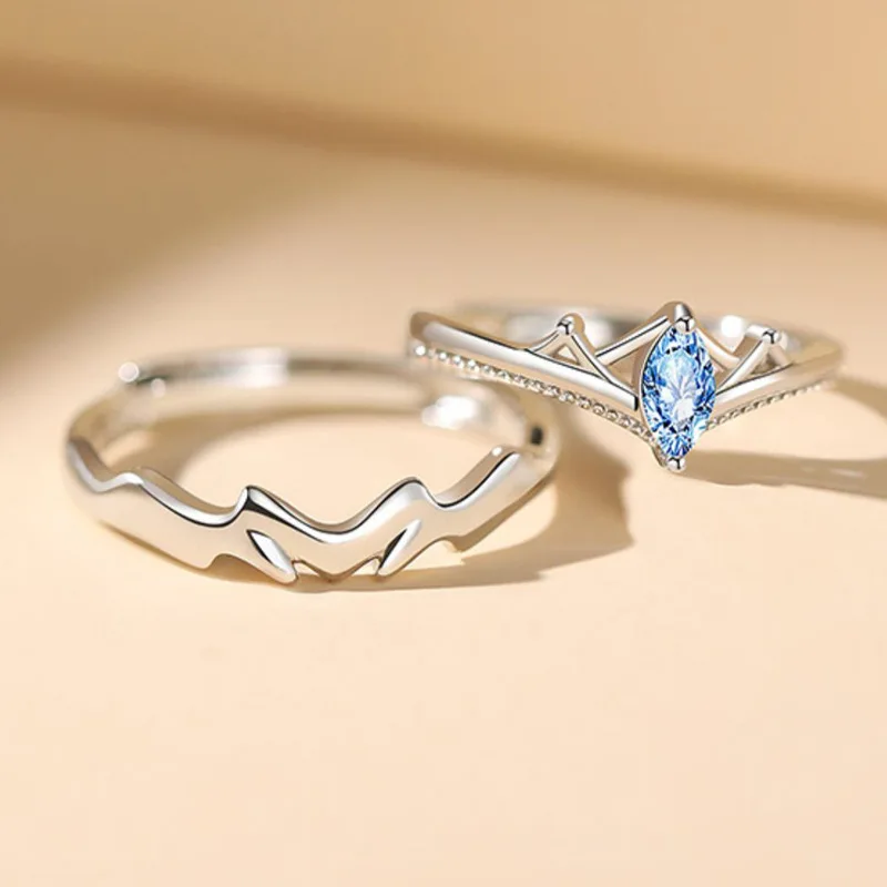

New Hot Sale Silver Color Simple Zircon Princess Crown and Demon Couple Open Ring Fashion Jewelry Love Gift Free Shipping J890