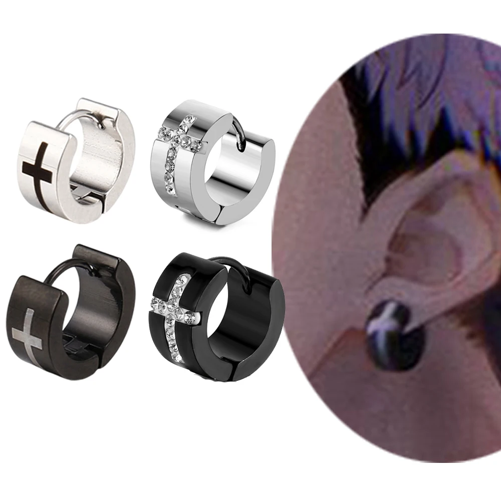 

Anime Cross Earrings Stainless Steel Huggie Hoop Earrings Cartoon Character Ring-Shaped Earrings Jewelry Cosplay Props for Fans