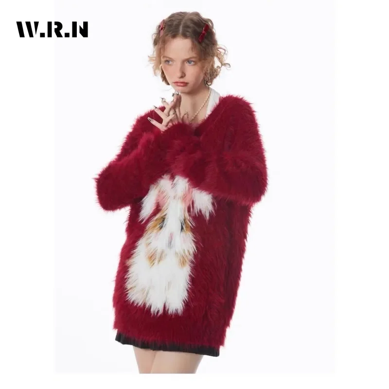 Женский трикотажный свитер с длинным рукавом повседневный пуловер и принтом