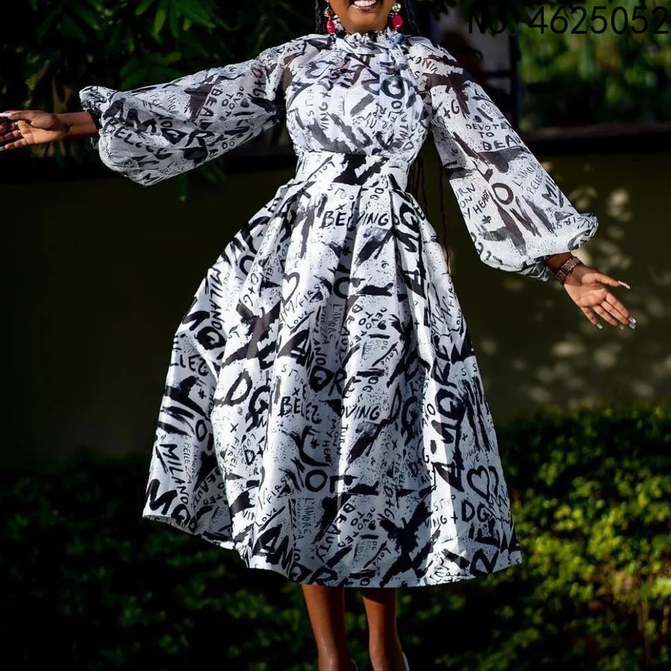 

Летние африканские платья для женщин, Новое поступление, Африканское женское платье из полиэстера с длинным рукавом и принтом, африканская ...