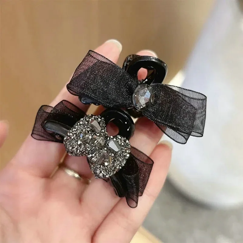 

1Pc Korean Double Sided Bowknot Small Hair Claw Ponytail Women Temperament Mesh Claw Clip Barrette Hair Accessories Headdress