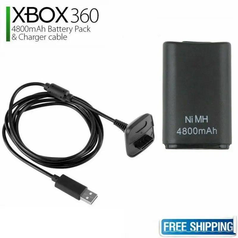 Portable Battery Pack Charger Cable Dock For Xbox 360 Wireless Controller 4800mAh Rechargeable Battery For Xbox 360 Gamepad