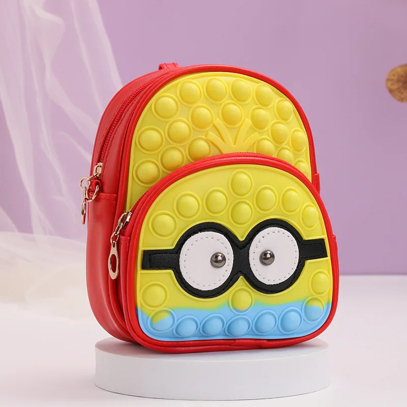 

Antistress Anime Glasses Backpack Fidget Toys Pop Kawaii Cartoon Et Squishy Bag Purse Push Bubble Schoolbag for Boys Girls Gifts