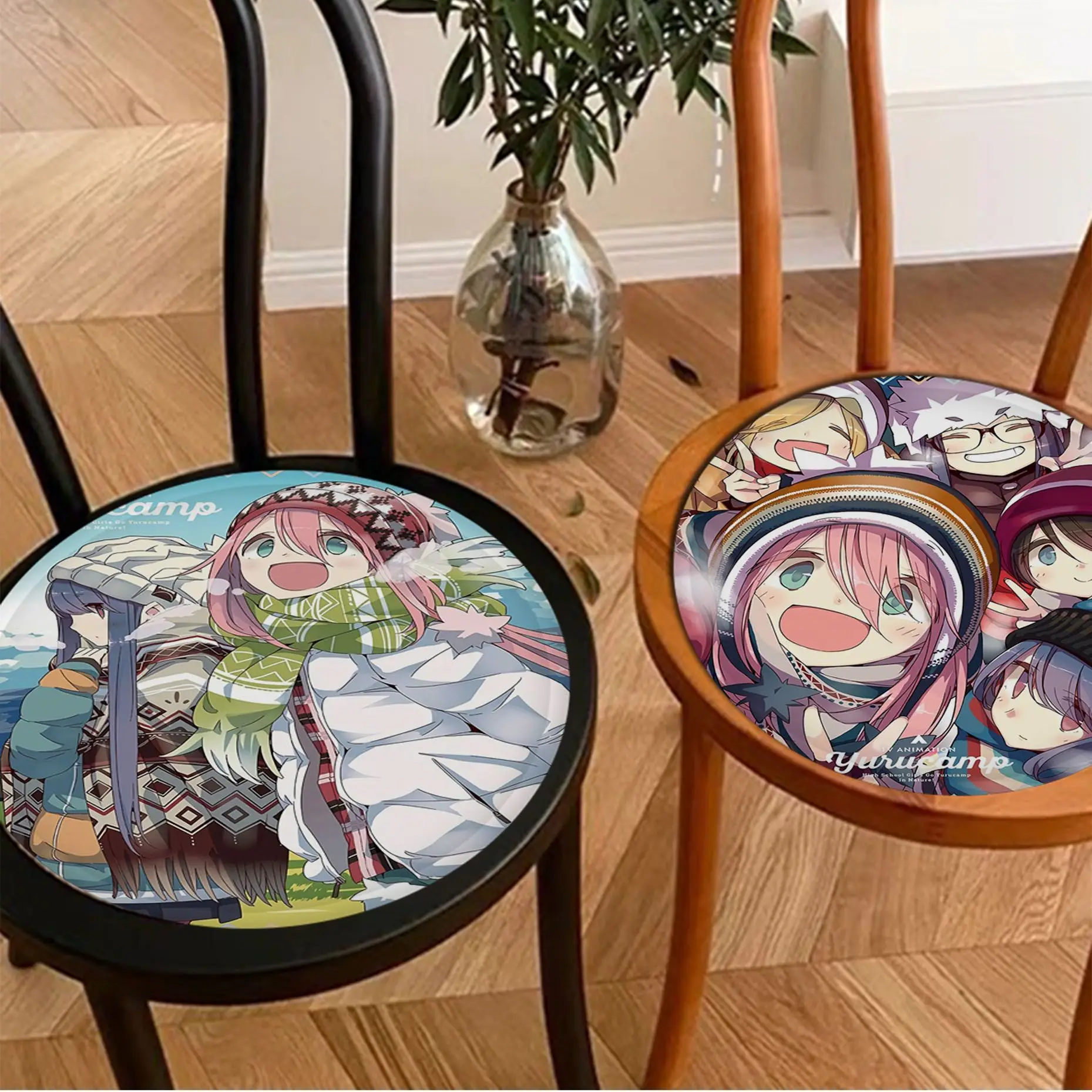 

Cute Anime Movie Yuru Camp Simplicity Multi-Color Chair Mat Soft Pad Seat Cushion For Dining Home Office Indoor Outdoor Chair