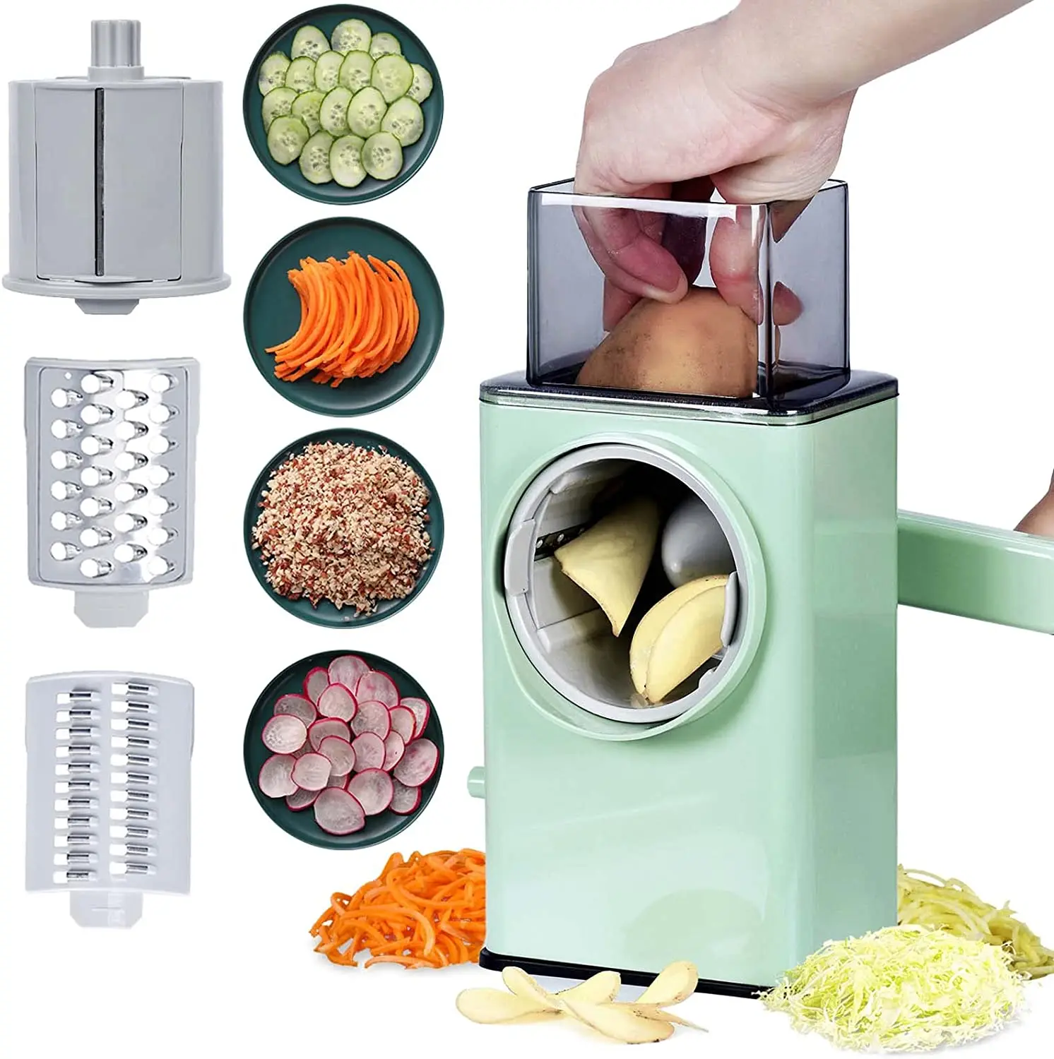 

Multifunctional Drum Vegetable Cutter Slicer Rotary Vegetable Chopper Grater Grinder Salad Maker Hand Slicer Kitchen Tool