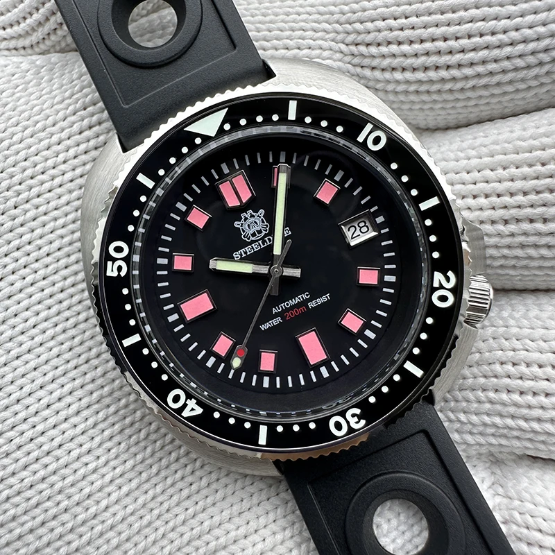STEELDIVE Мужские дайверские часы Черепаха Автоматические Механические наручные 20ATM