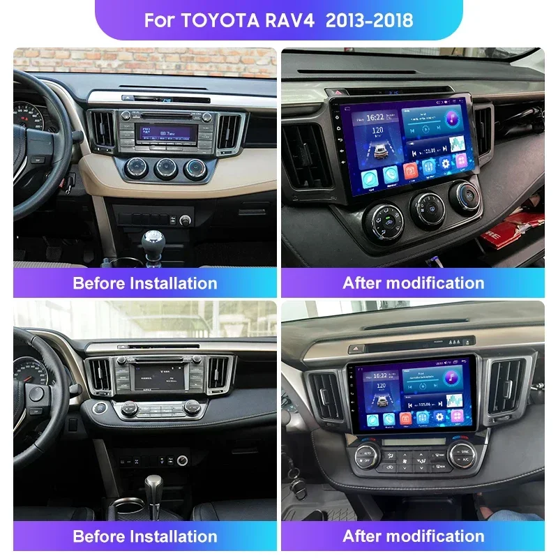 Фото TDARRM 16-контактный беспроводной CarPlay Android Auto радио для Toyota RAV4 RAV 4 2012-2018 4G Автомобильный мультимедийный GPS 2din авторадио №2
