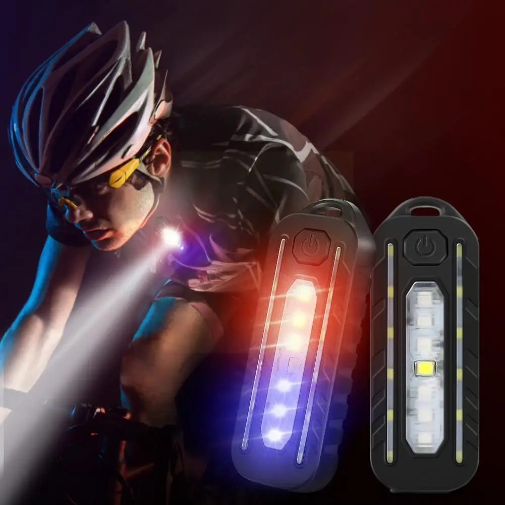 

Mini Led Flashlight Usb Rechargeable Bike Light Portable Bicycle Keychain Lamp Light Pocket Flash Flashlight Warning Tailli Z3w9
