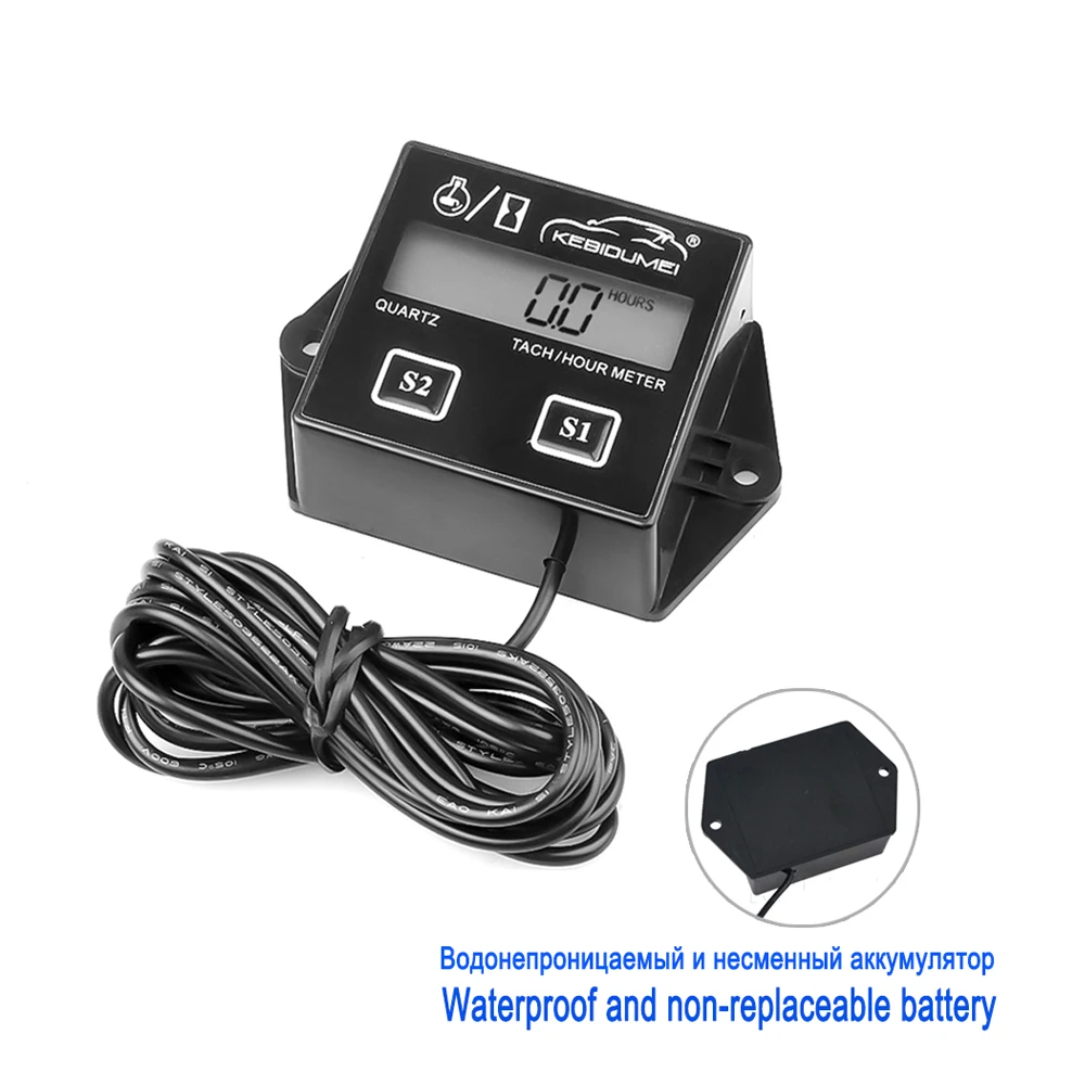 

Digital Tachometer Engine Tach Hour Meter Gasoline Motorcycles Gauge Engine Rpm for Motor 2/4 Stroke Marine Chainsaw Bike Boat