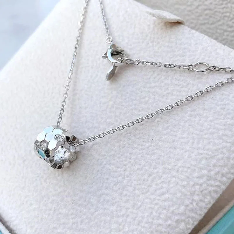 

Honeycomb Necklace Women's 925 Sterling Silver Exquisite Commuter Collar Chain Early Spring 2024 New 7947A