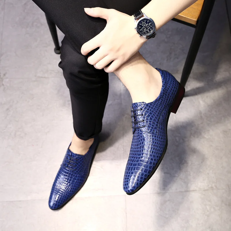 

Fashion Plaid Men's Shoes Pointed Toe Shallow Mouth Business Oversized Formal Leather Shoe Chaussure Hommes De Luxe