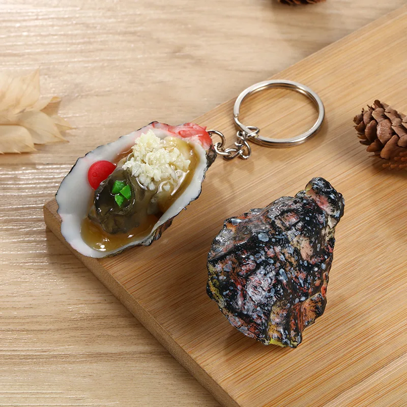 

Creative Simulation Oyster Key Chain Fashion Food Barbecue Clam Scallop Model DIY Pendant Car Bag Ornaments Women Jewelry Gift