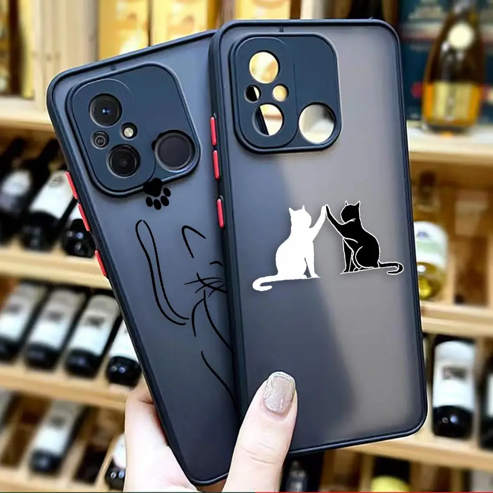 

Matte Phone Case for Redmi A1 K50 K40 GAMING K30 K20 10X 10C 10 9C 9T 9A 9 8 7 PRO 4G 5G Case Funda Shell Funny Cute Black Cat