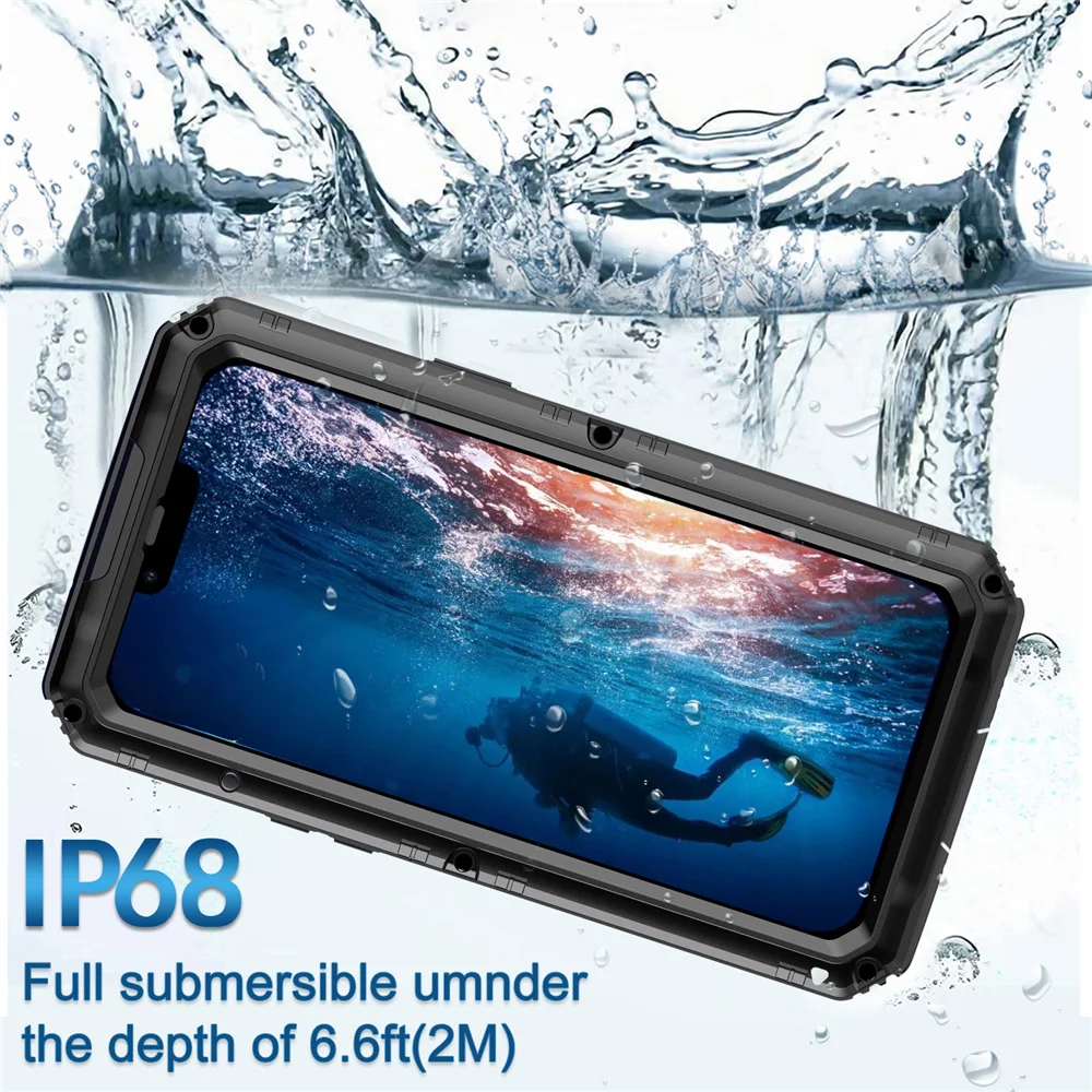 

Роскошный Водонепроницаемый Чехол IP68 для Apple iPhone 13 Pro Max, металлический бронированный чехол с полной защитой на 360 °, ударопрочный чехол для т...