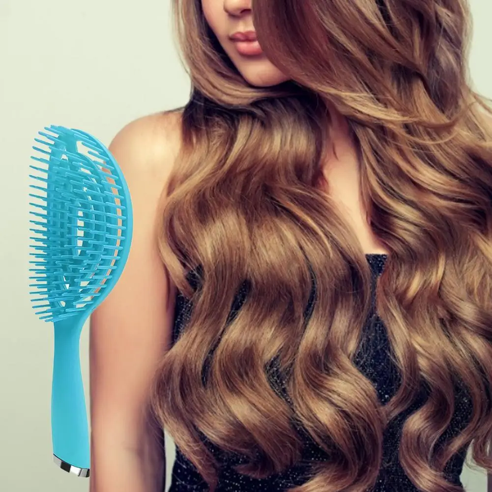 

Hair Massage Comb Hollow Out Hairbrush Comb Ergonomics Handle Scalp Massage Comb TPE Elliptical Hair Modeling Brush for Salon