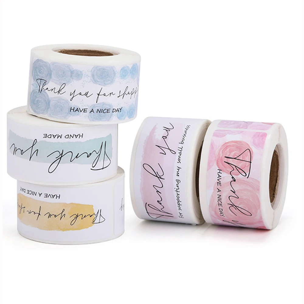 

120pcs/roll Pink Thank You Stickers Labels For Envelope Sealing For Small Business Decor Sticker Stationery Package Decor
