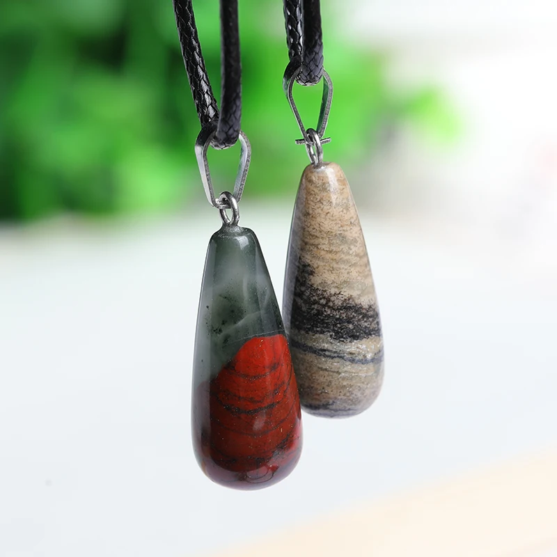

Water Drop Shape Pendant Crystal and Stone Natural Ore Crystal Point Healing Crystal Chakra Gift Necklace Handmade Ornament