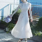 Платье женское Плиссированное с высокой талией, пикантное элегантное ажурное приталенное с шикарным принтом, в японском стиле, весна-лето