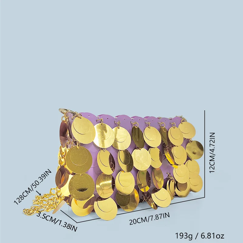 Женская модная горизонтальная квадратная сумка блестящая через плечо с цепочкой