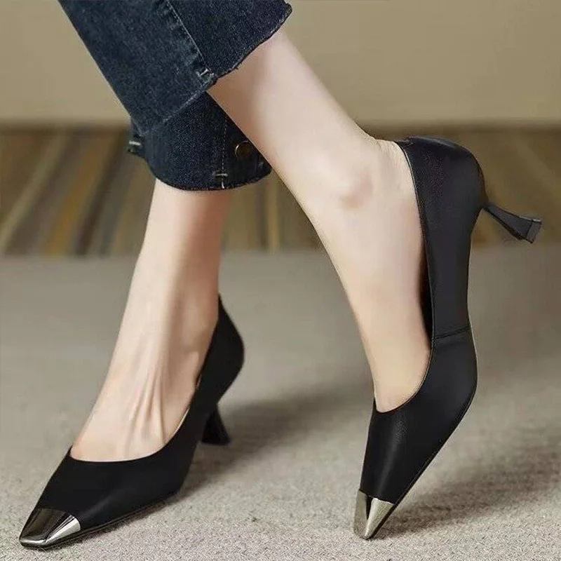 

High Heels For Women 2023 Spring And Summer Party Elegant Woman Banquet Stiletto With 7.5CM Sexy Pointed Toe Prom Lady Pumps