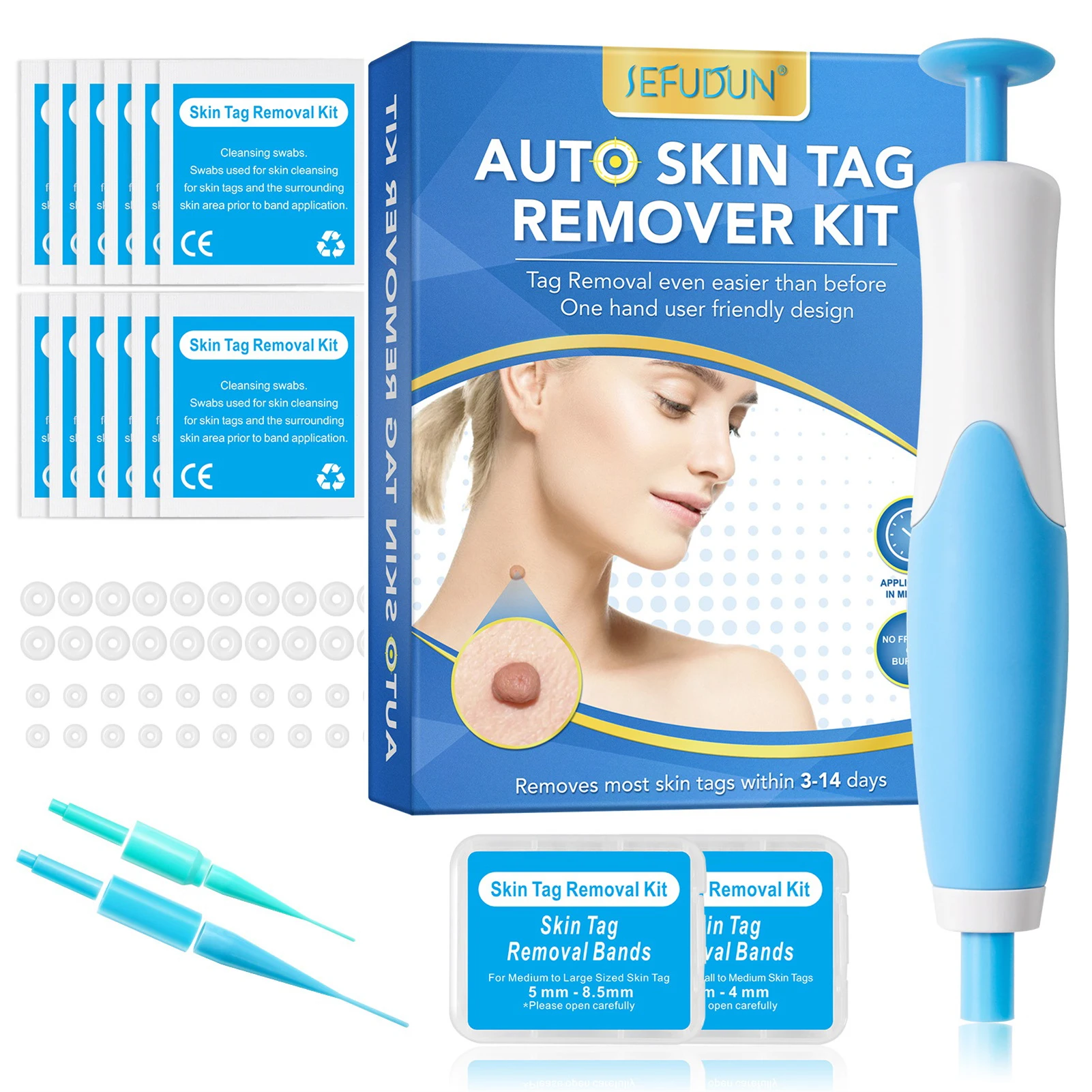 

Skin Tags Removal Kit 2-in-1 Tags Corrector For Skin Tags Painless Auto Tags Bands Removal Pen For 2-8mm Skin Tags On Face And
