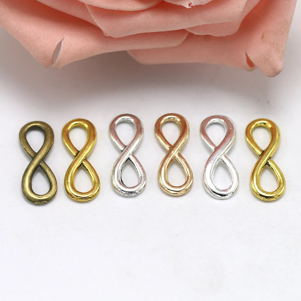 Винтажные серебряные подвески в виде 8 слов для самостоятельного изготовления сережек-подвесок, аксессуары из сплава, бусины для изготовления ювелирных изделий, браслетов, 20 шт., 24 Х9 мм