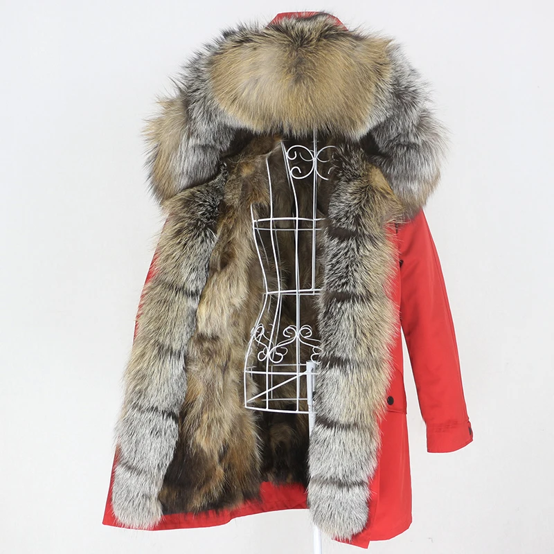 

OFTBUY 2023 Long Waterproof Parka Natural Raccoon Fox Fur Real Fur Coat Hood Winter Jacket Women Outerwear Streetwear Detachable