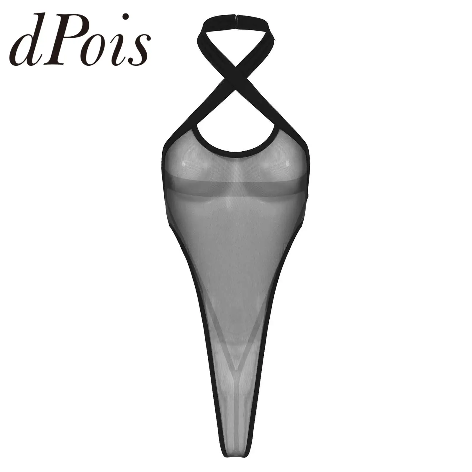 

Женский цельный купальник, прозрачный сетчатый купальный костюм, купальник с бретельками и открытой спиной, боди с высокой посадкой, цельны...