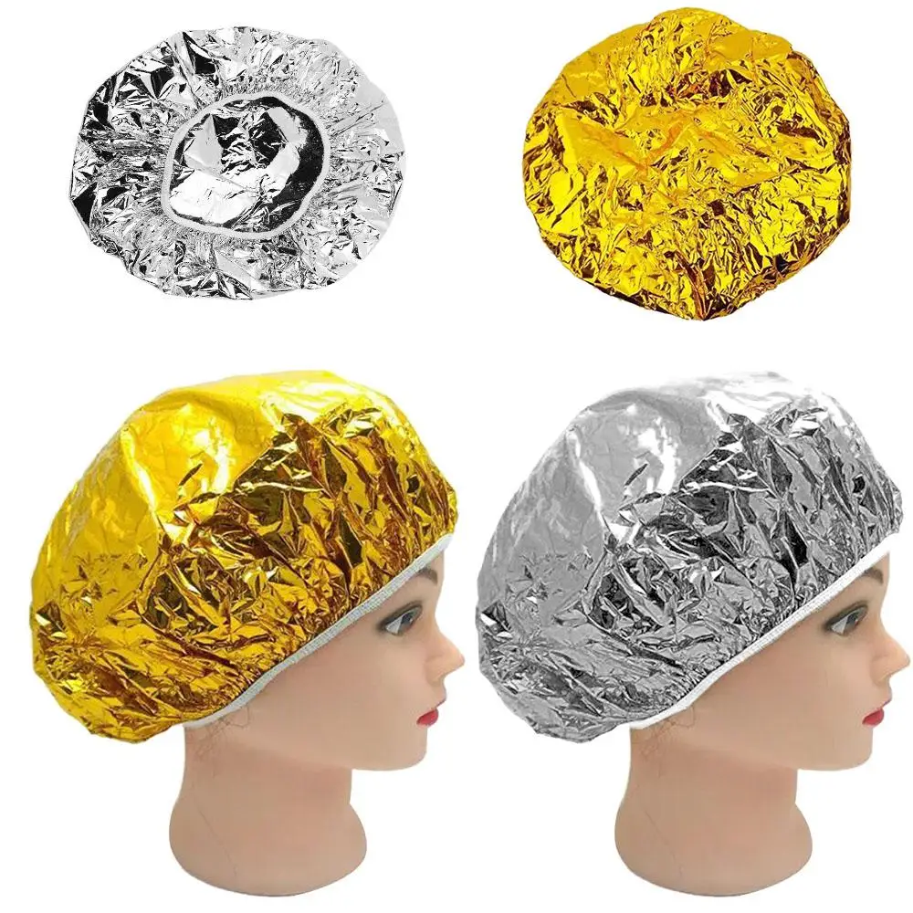 

Shower Cap Heat Insulation Aluminum Foil Insulation Hat Stretchable Elastic Hair Nets Wig Cap Dyeing Cap Hair Dyeing Tools