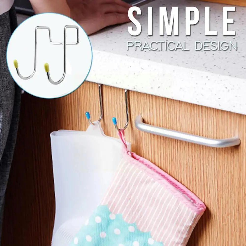 

Стальной двойной S-образный крючок для хранения, крючок для кошелька, двери шкафа, ванной комнаты, кухни, настенный дверной органайзер, аксес...