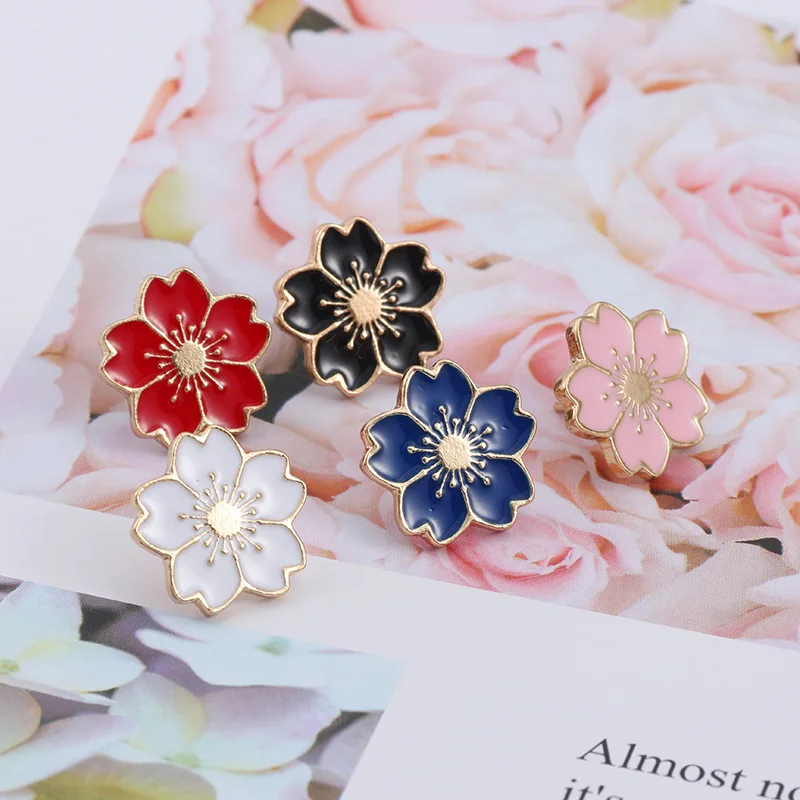 

College Style Girl Aesthetic Fashion Brooch Personality Lovely Sweet Flower Oil Dripping Badge Floret Collar Pin Wholesale