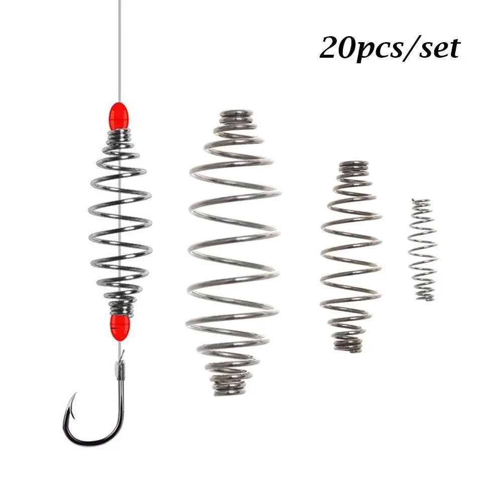 

20pcs Stainless Steel Spring Bait Feeder Cage Hair Rig Combi Rigs Floating Feeder Stops For Carp Fishing Tackle Accessories
