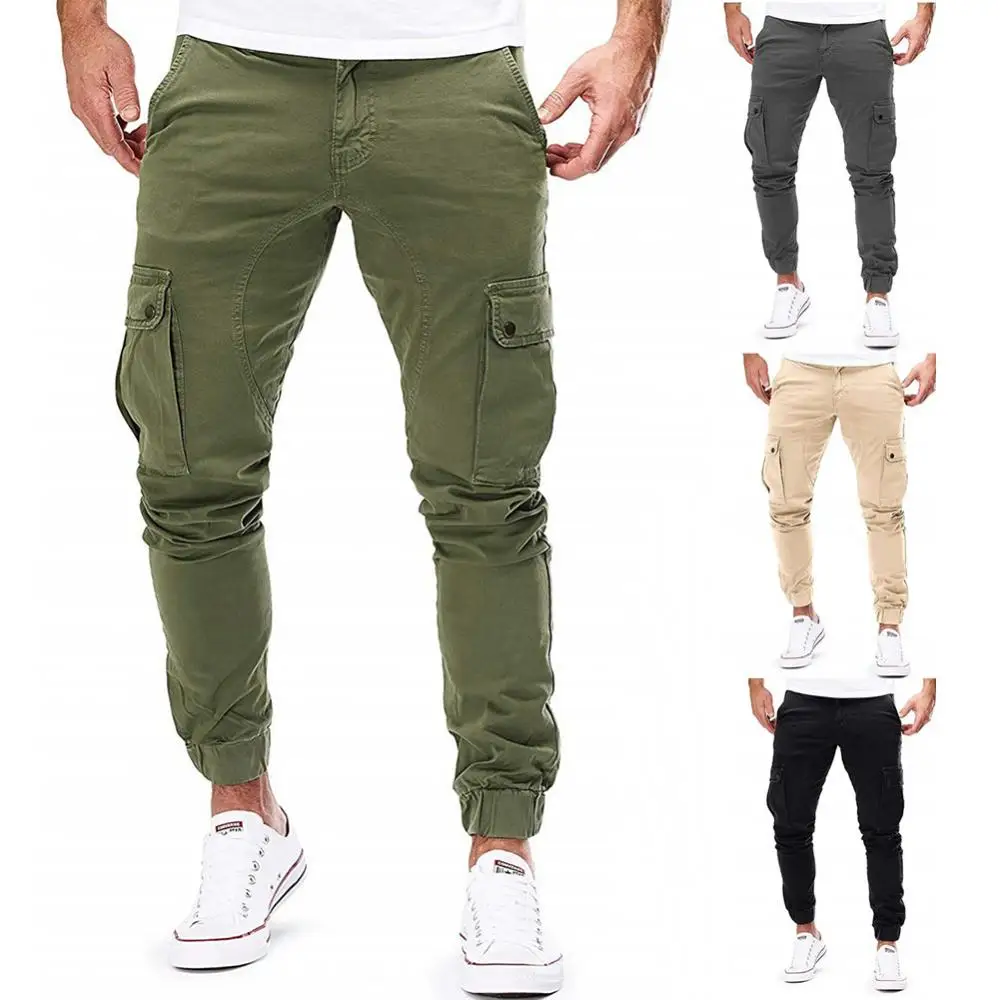 

Tight Leggings Running Sports Pants Men Fashion Elasticated Slim Casual Multi-Pocket Long Sport Jeans Work Pants Yoga Bottoms