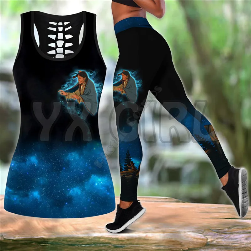 Женский комплект для йоги The Earth-Native топ с 3D-принтом и леггинсы комбинированная