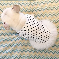 pug short fat dog outfits summer cute cartoon polka dot vest gauze skirt puppy french bulldog clothes dog dresses for small dogs