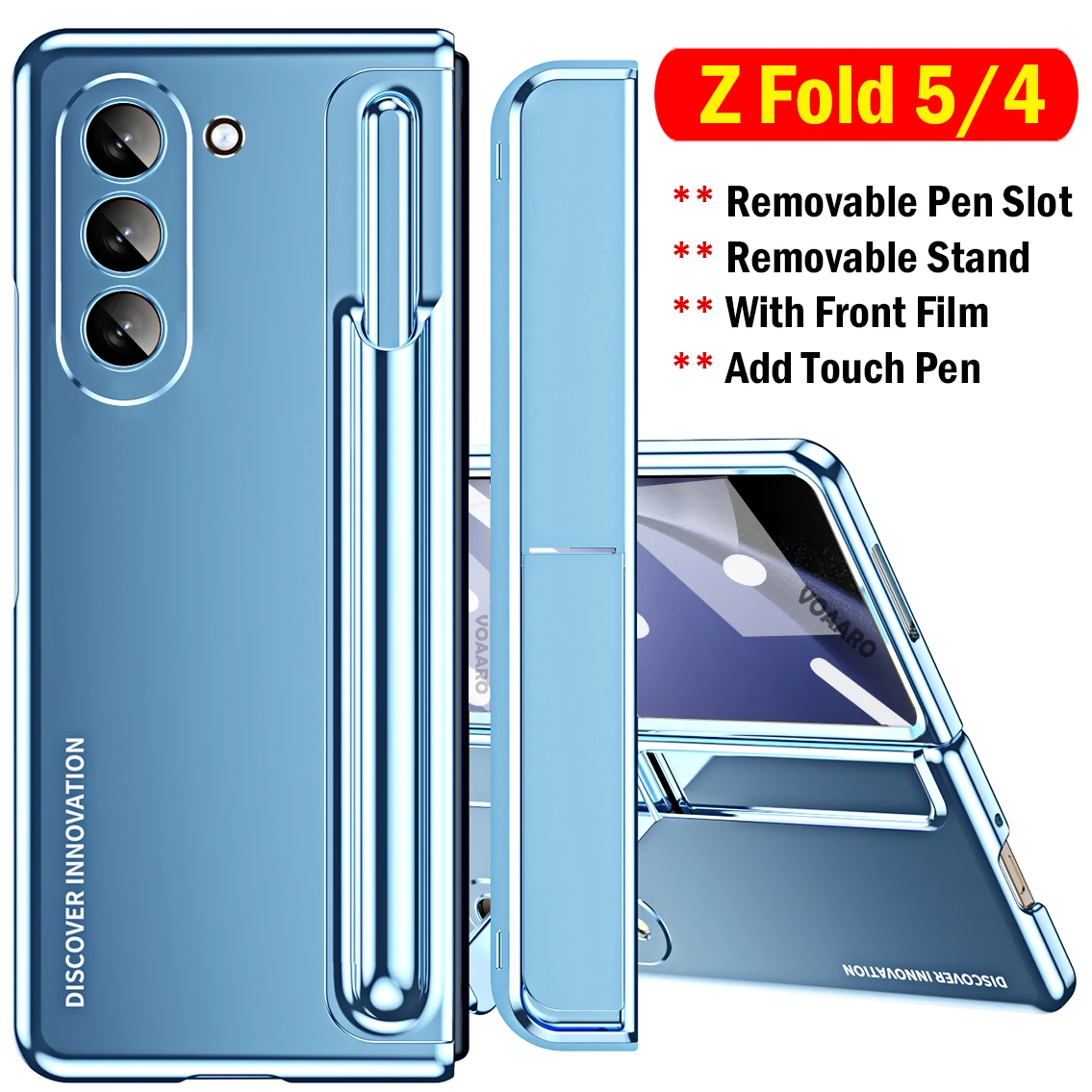 

Luxury Plating Funda for Samsung Galaxy Z Fold 5 4 Case Removable Pen Slot Kickstand Cover with Front Film Add Stylus Touch Pen