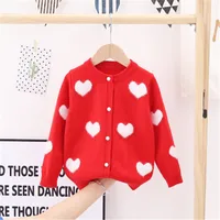 2022 Winter Girls Cardigan Sweaters Children Autumn Warm Knitted Sweater Toddler Little Girls Long Sleeve Clothes for 3 5 7 Yrs