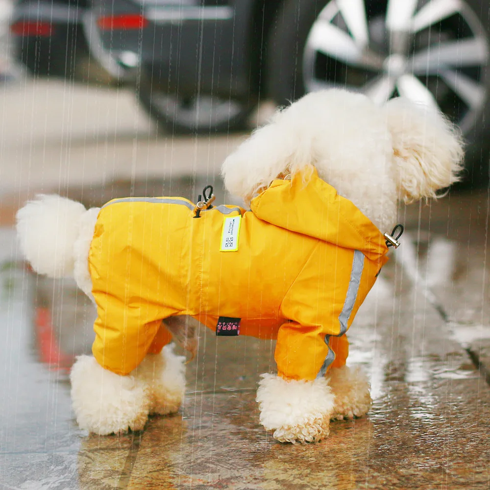 

New Reflective Dog Raincoat Waterproof Four-legged Dog Rain Coat Outdoor Hooded Jumpsuit Poncho for Dog Raining Coat Pet Clothes