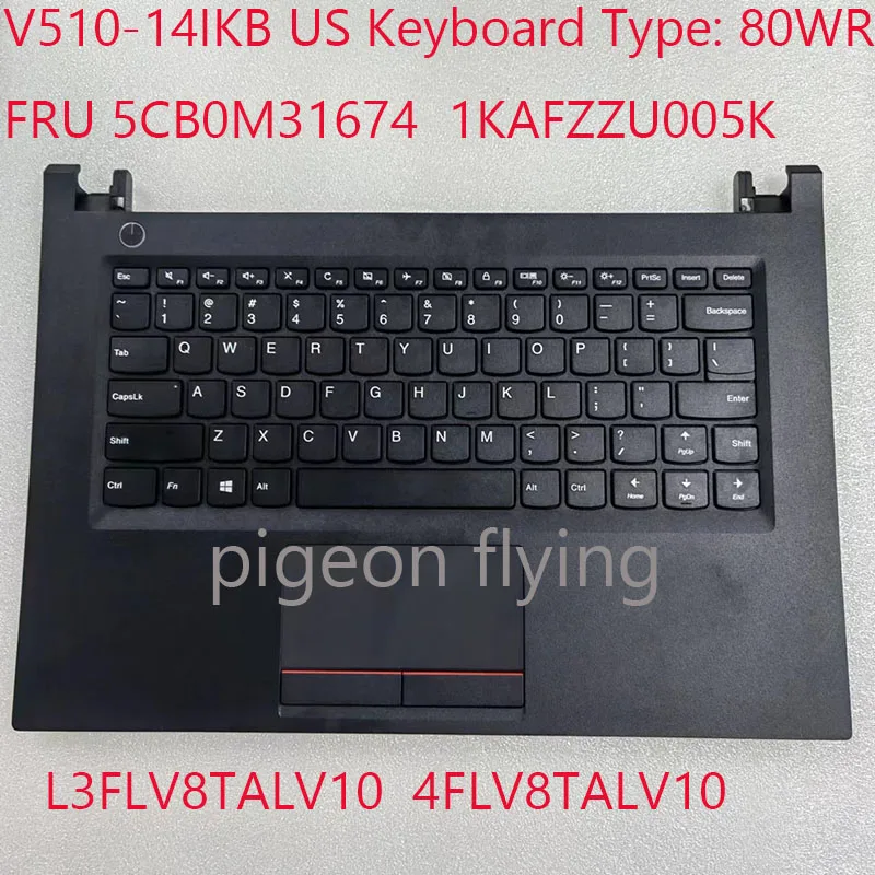 

Женская клавиатура 5CB0M31674 1KAFZZU005K L3FLV8TALV10 4FLV8TALV10 для Lenovo V510-14 Laptop 80WR US Keyboard 100% NEW