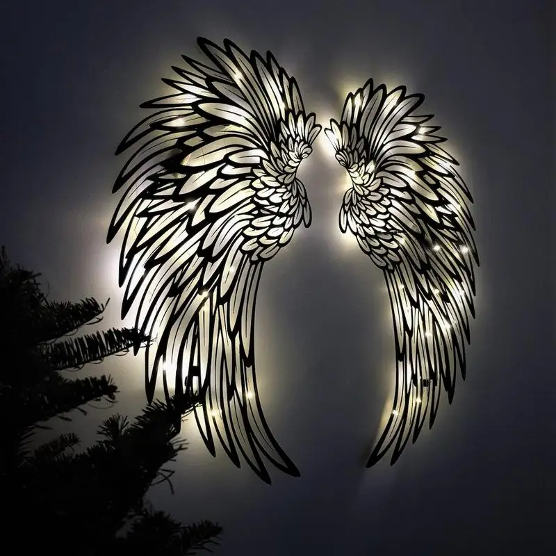 

Unique Angel Wings Wall Sticker Metal Modern Wall Sculpture Window Decal Heaven Interior Wall Art Poster Living Room Home Decor