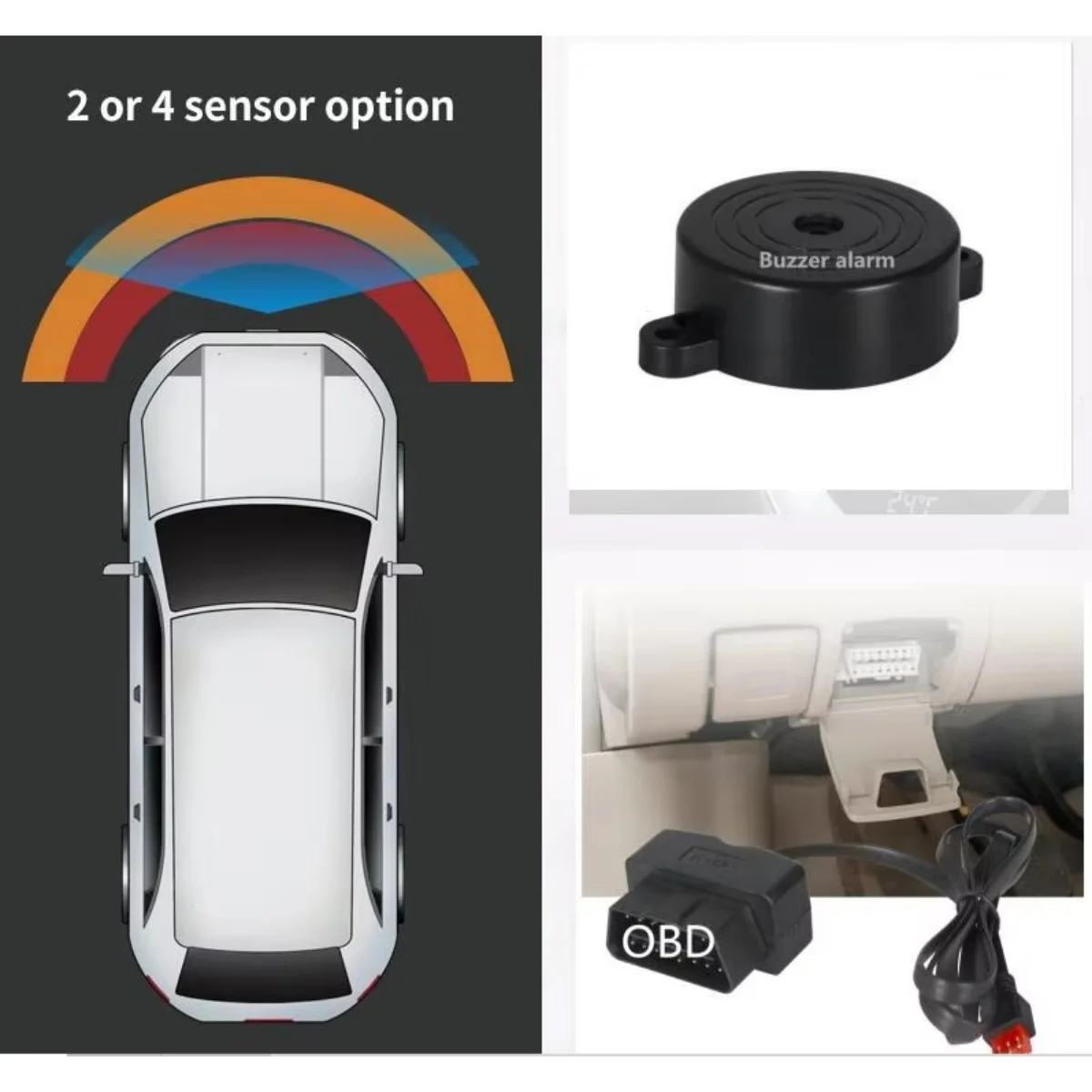 

Автомобильный OBD передний 4 парктроника, система зуммера, сигнализация + OBD, автоматическая скорость ниже 20 км/ч, оригинальное обнаружение